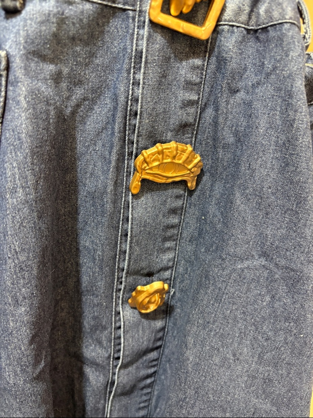 Women’s Denim Button-Front Dress - Blue - Picture 7 of 11